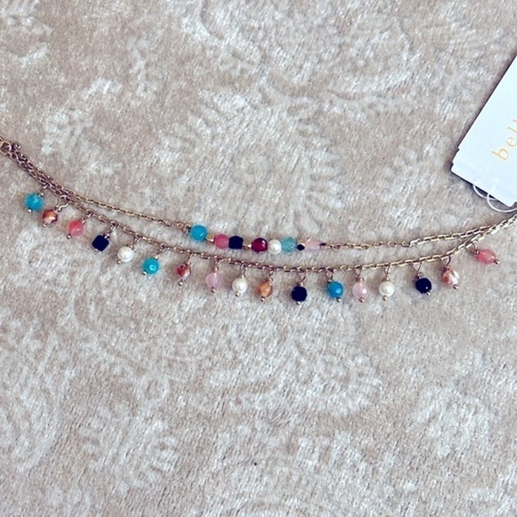 Brand New Bella Jack Gold Tone Double Chain Multicolored Bead Toggle Bracelet - Picture 6 of 16